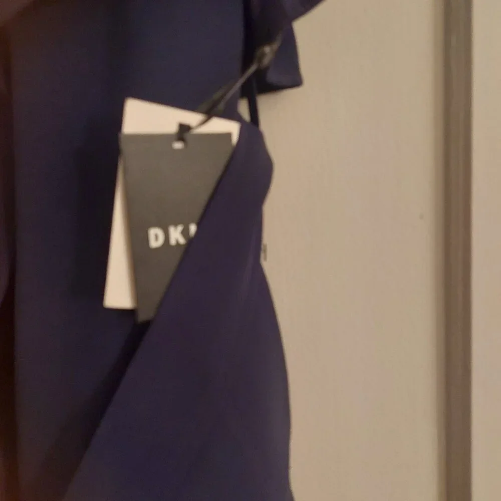 DKNY Navy Blue Belted Vest Trench Dress-Women’s Wrap Dress,Professional NWT 16 - Picture 5 of 7